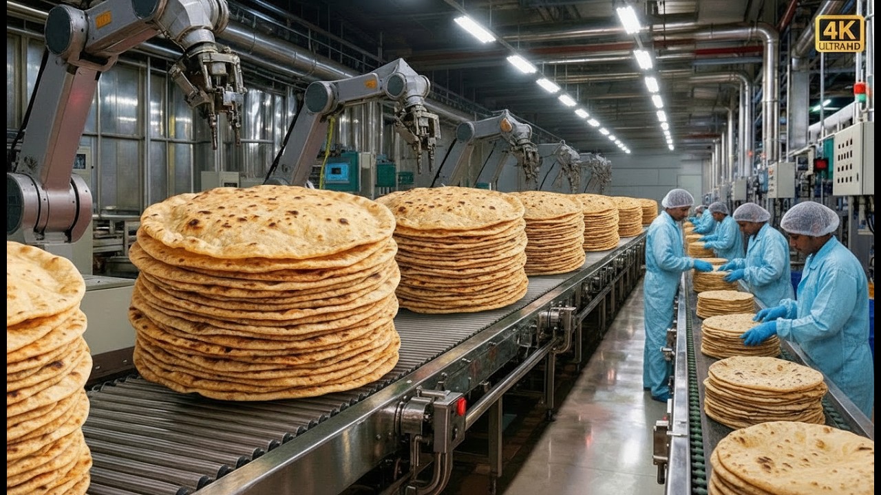 Inside a Modern Chapati Factory  Full Production Process  From Flour to Fresh Chapati