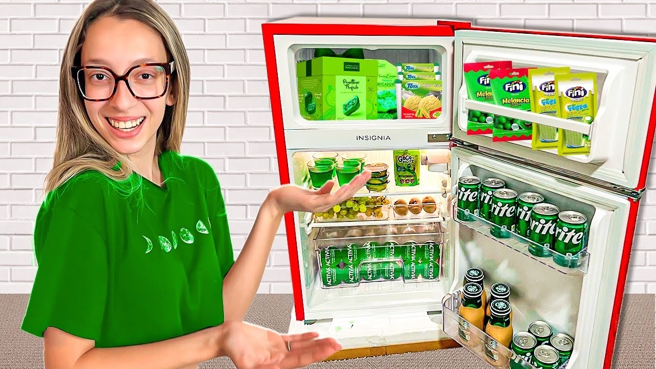 ORGANIZANDO O MEU FRIGOBAR TUDO NA COR VERDE