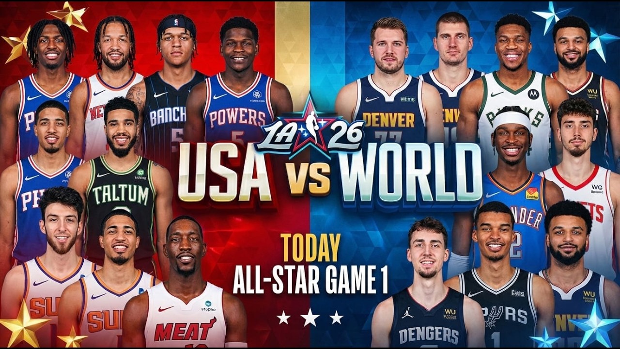 ​🔴 LIVE: NBA All-Star Game 1 – Team World vs USA Stars | LA '26
