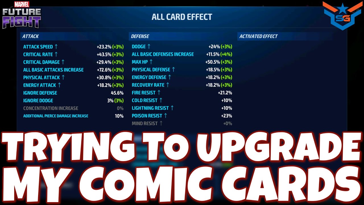 TRYING TO UPGRADE MY COMIC CARDS | MARVEL FUTURE FIGHT