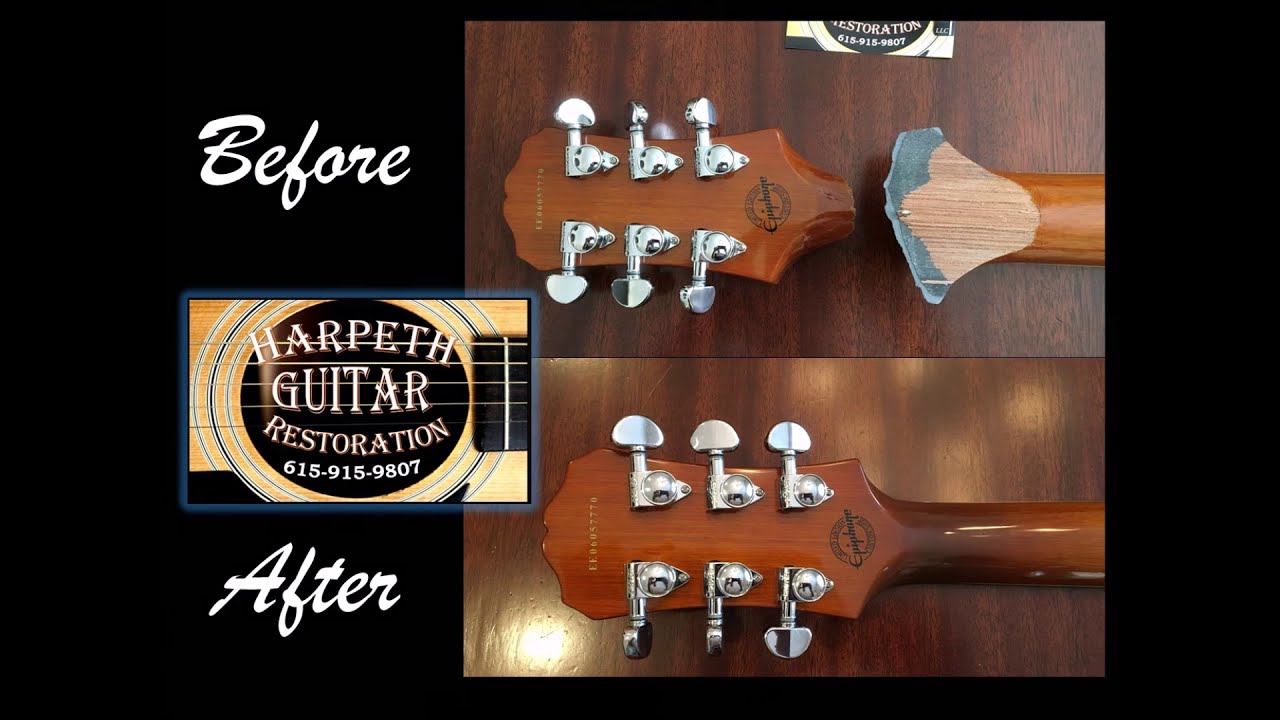 Guitar Finish Repair - Epiphone Neck Break