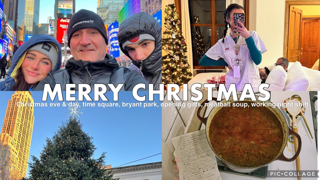 VLOGMAS 30 | I worked Christmas Eve & day! time square, bryant park, meatball soup w/ fam