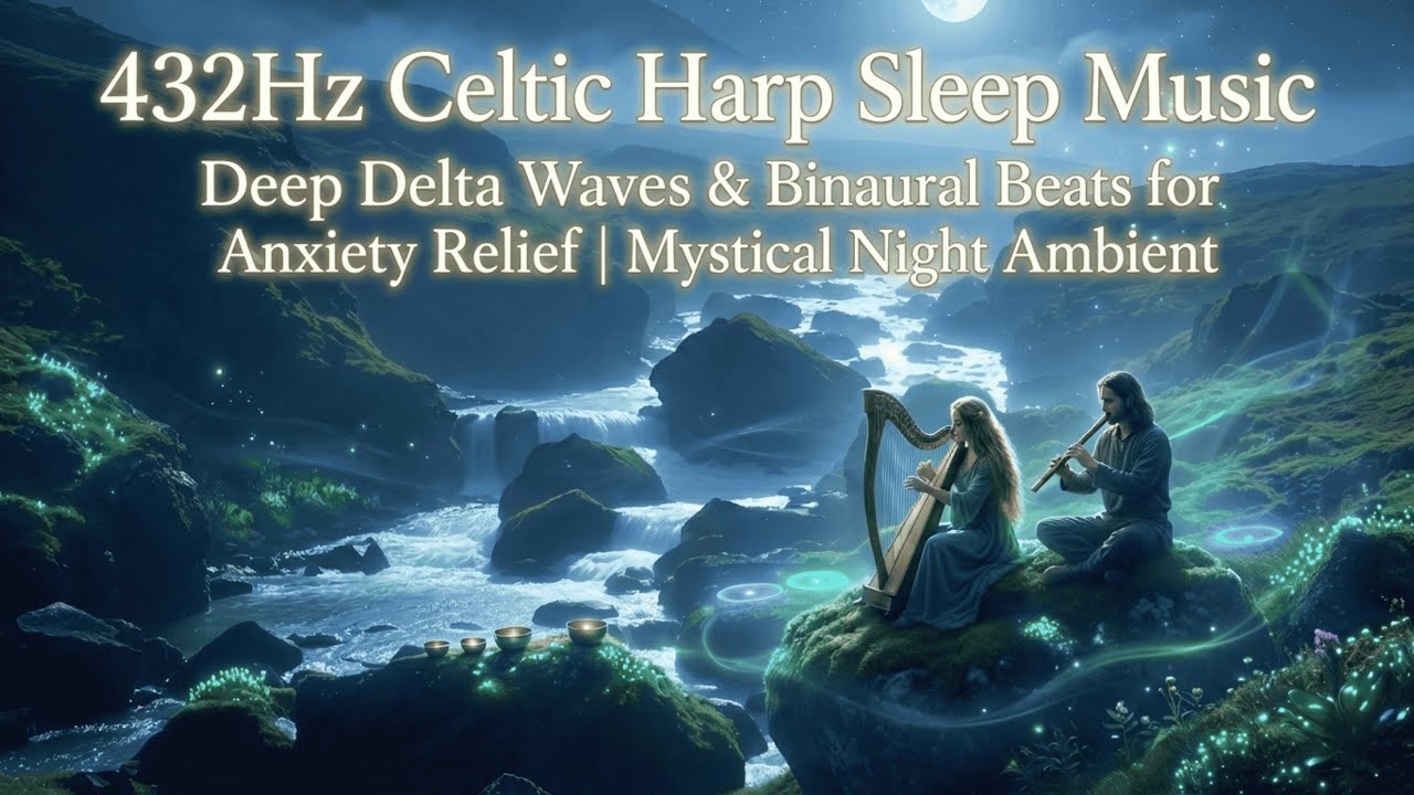 432Hz Binaural Celtic Harp & Flute Sleep Music | Mystical Night Ambient