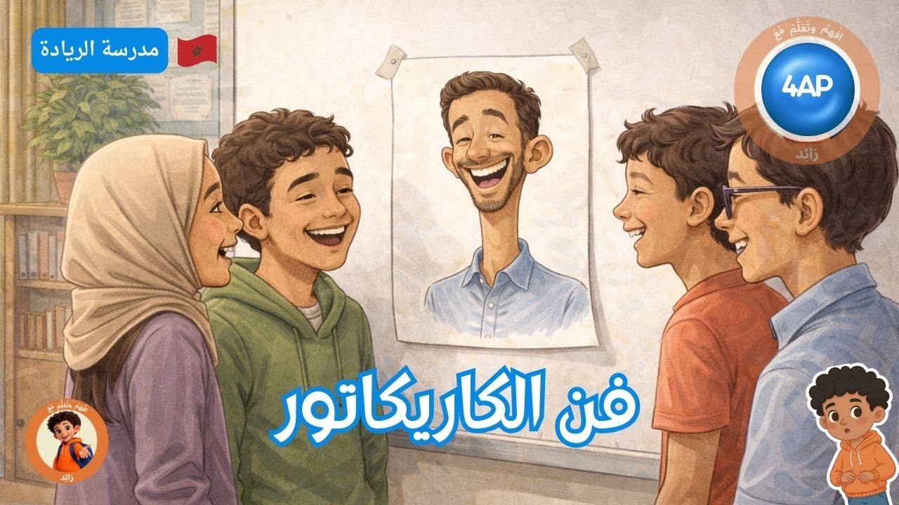 فَنُّ الْكاريكاتور – قراءة عربية المستوى الرابع | قصة تعليمية | مدرسة الريادة