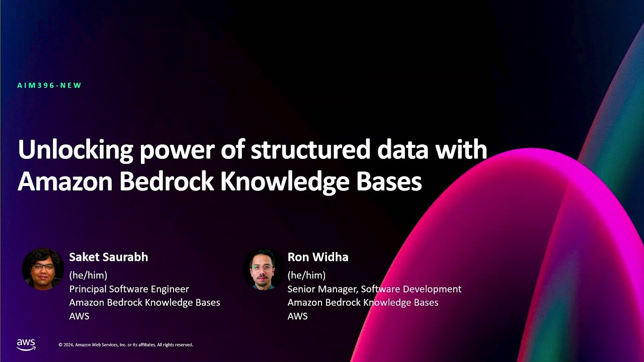 AWS re:Invent 2024-Unlocking power of structured data with Amazon Bedrock Knowledge Bases-AIM396-NEW