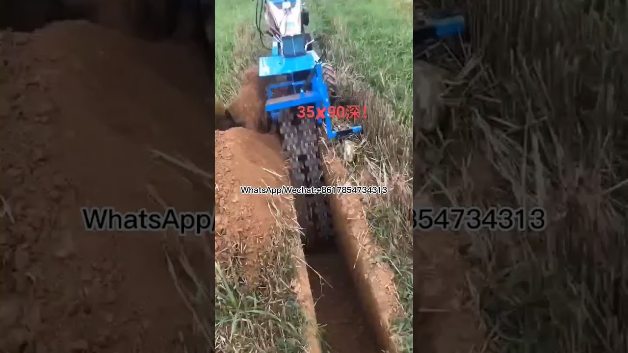 Chain type trenching machine, trench depth 90cm, trench width 35cm
