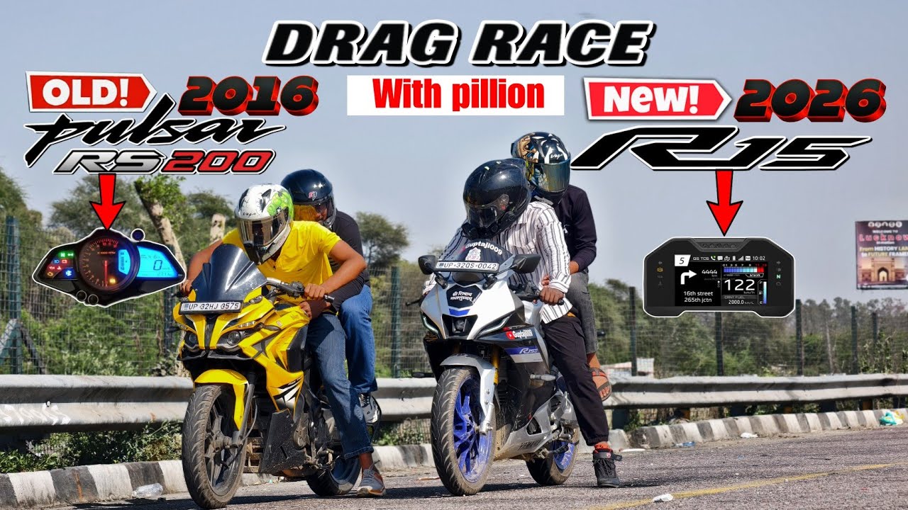 2026 Yamaha R15 M VS Pulsar RS200 BS3.|| Drag Race with pillion.🔥|| Race till their potential...