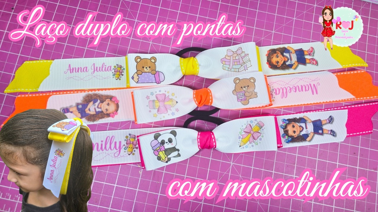 Laço duplo com pontas na xuxinha/passo a passo/LAÇO FÁCIL @rjlacosjaquelinesantos 