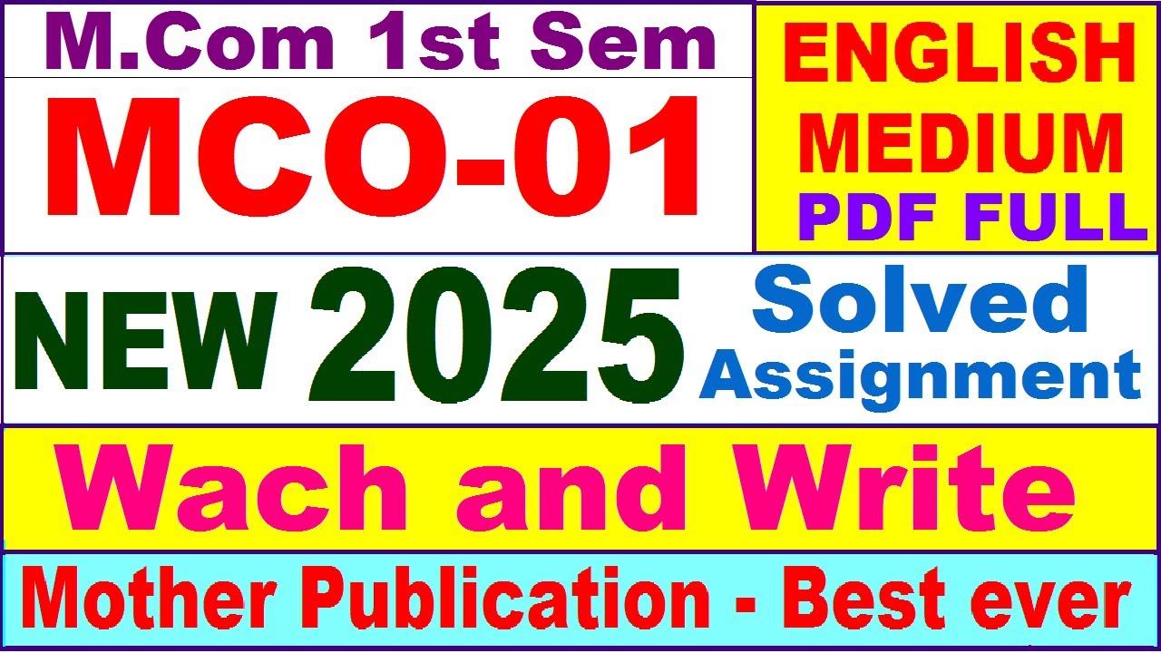 MCO 01 solved assignment 2025 in English || mco 01 solved assignment 2024-25 || ignou mco01 2025