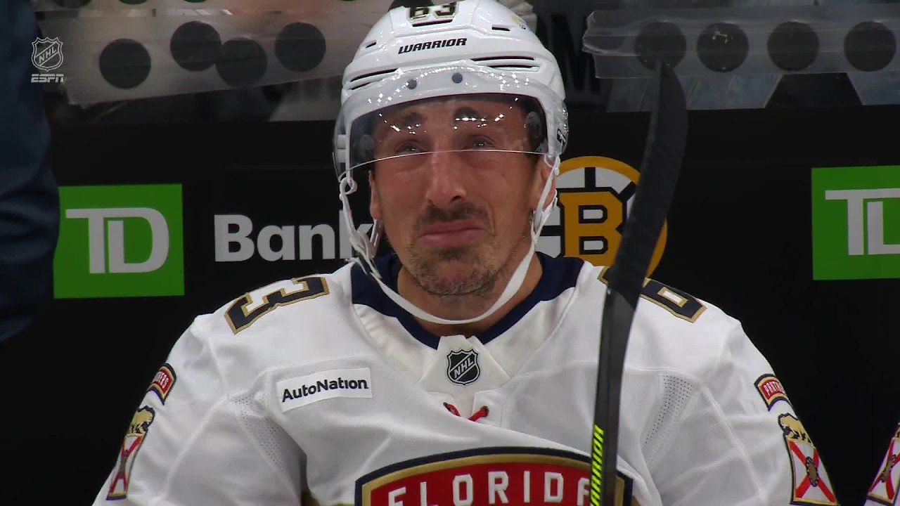 Brad Marchand emotional as he watches Bruins' tribute video in his return to Boston | ESPN NHL
