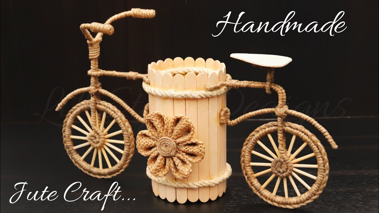 Handmade Jute Bi-Cycle making | Showpiece Organizer Ideas from Waste Materials | Jute Crafts