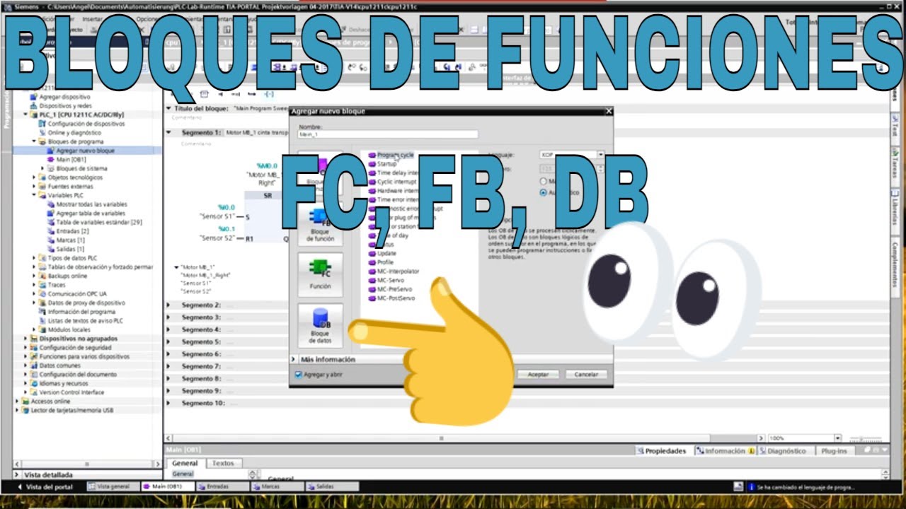 𝐂𝐔𝐀𝐍𝐃𝐎 𝐔𝐒𝐀𝐑 𝐅𝐂, 𝐅𝐁 y 𝐃𝐁 en TIA PORTAL  - ESTRUCTURAR PROGRAMA - PLC ESPAÑOL 🍀 028