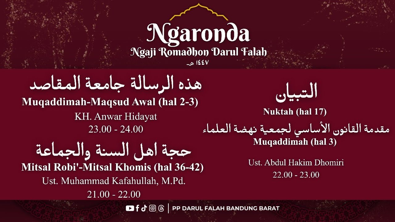 PENGAJIAN PASARAN MALAM ROMADHON PONDOK PESANTREN DARUL FALAH BANDUNG BARAT 2026
