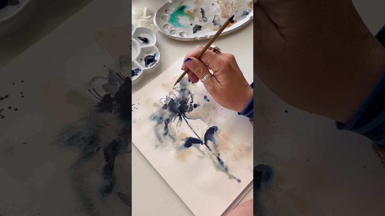 Abstract floral watercolor painting #art