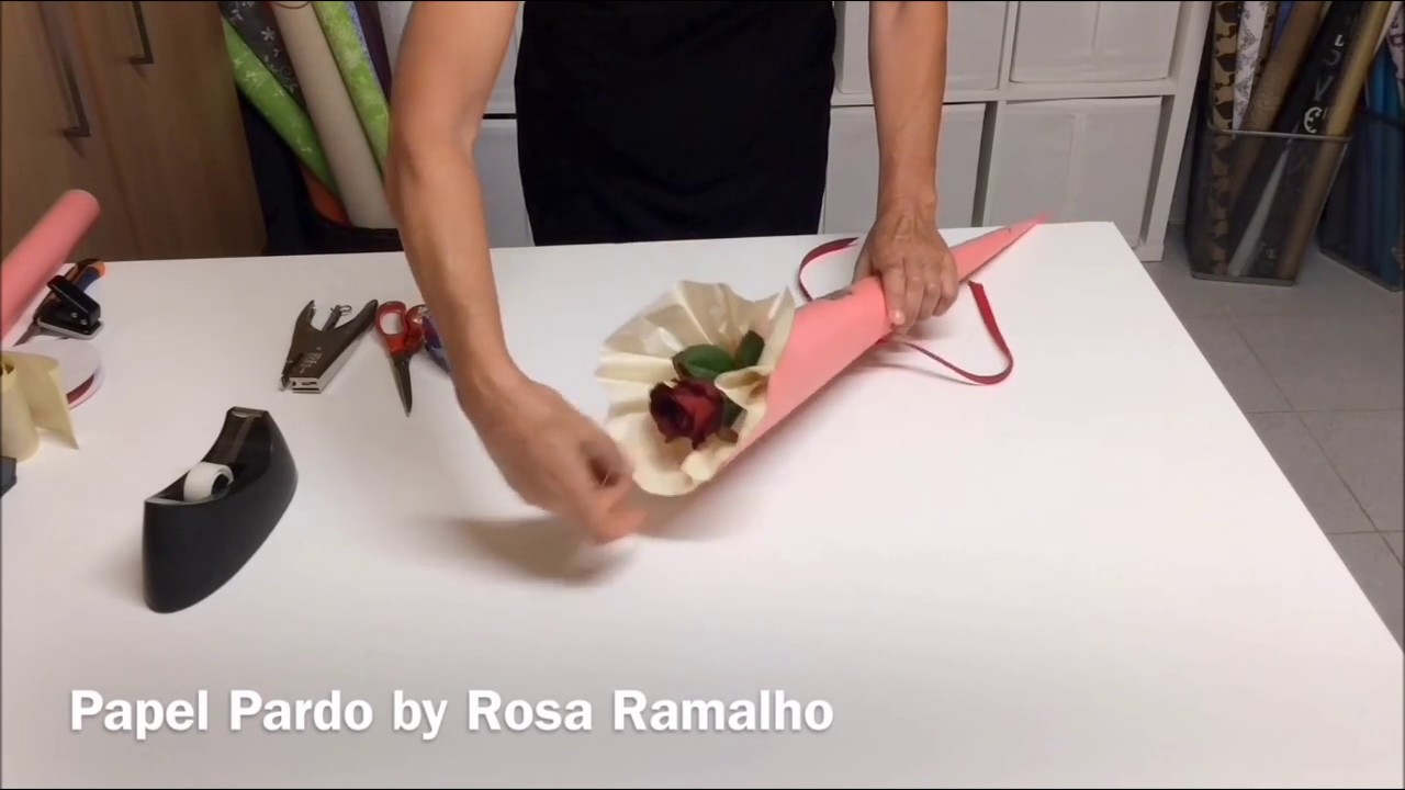 Wrap a rose with tissue paper #wrapflowers