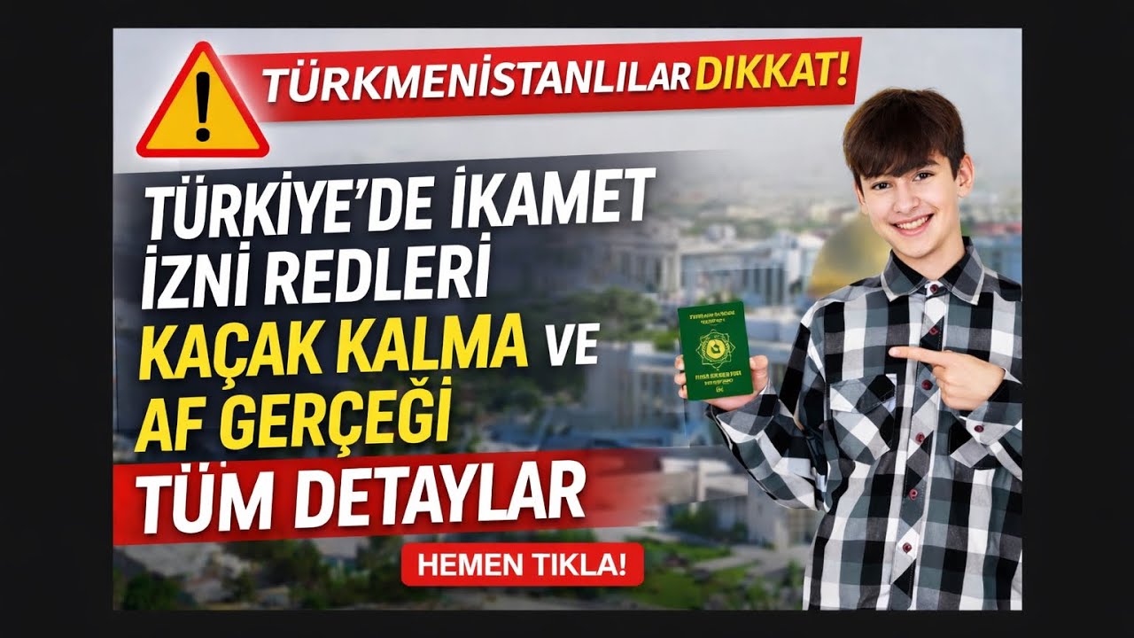 TÜRKMENİSTANLILAR DİKKAT! TÜRKİYE'DE İKAMET İZNİ REDLERİ KAÇAK KALMA VE AF GERÇEĞİ TÜM DETAYLAR