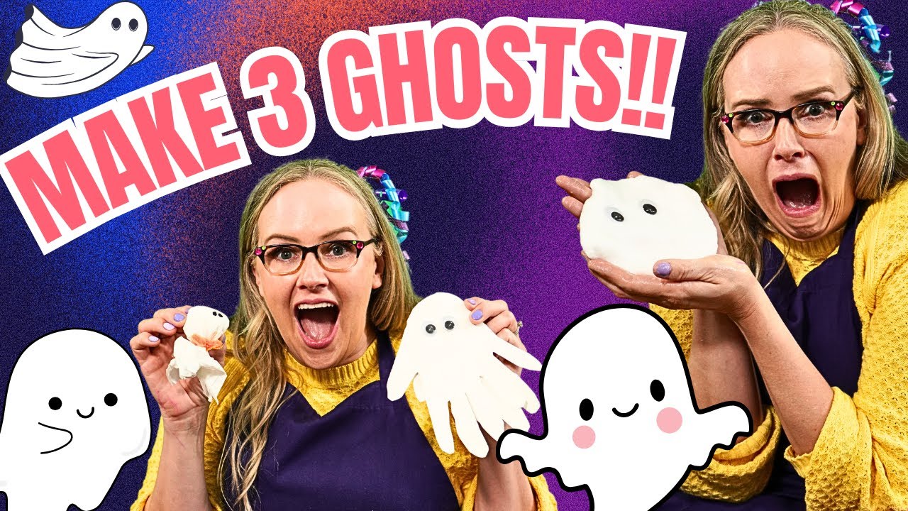👻DIY 3 easy ghost crafts👻 SLIME - TISSUE - PAPER GHOSTS! - Halloween Creepy Craft for Kids!