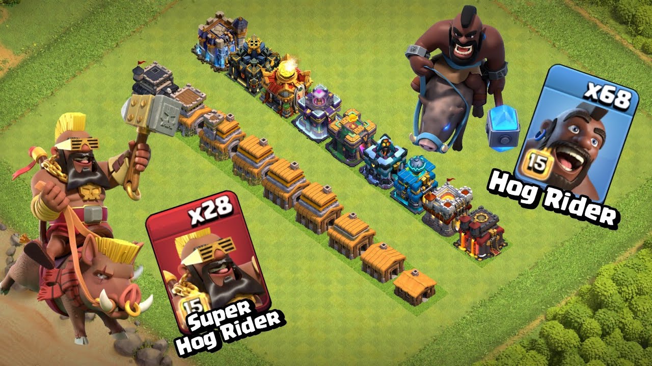 New Max Hog Rider vs Super Hog Rider VS Every Max Town Hall! Clash of Clans