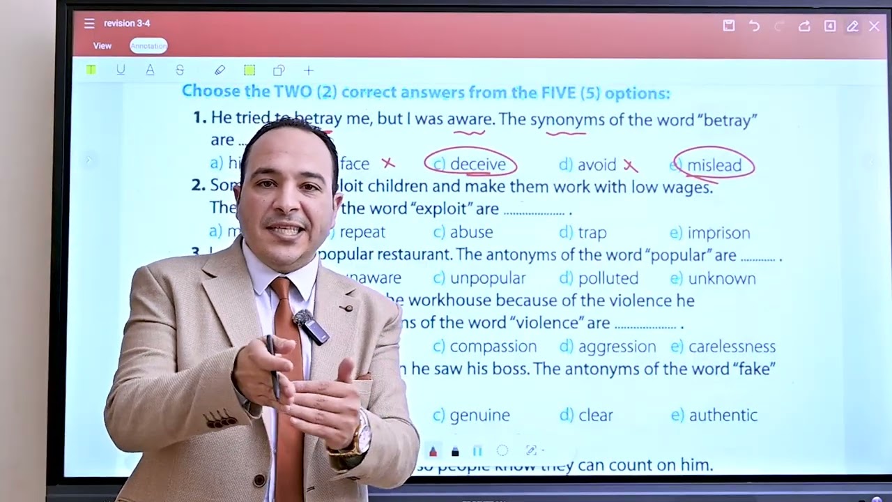 مراجعة شهر نوفمبر ـ انجليزي أولي ثانوي ـ حل تمارين كتاب GEM ملحق المراجعة