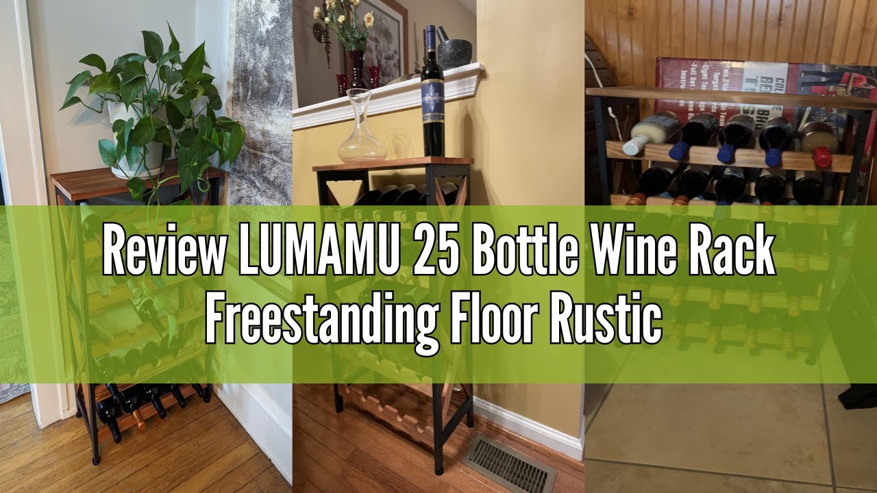 Review LUMAMU 25 Bottle Wine Rack Freestanding Floor Rustic Wine Holder Stand 5 Tier Wobble-Free Tal