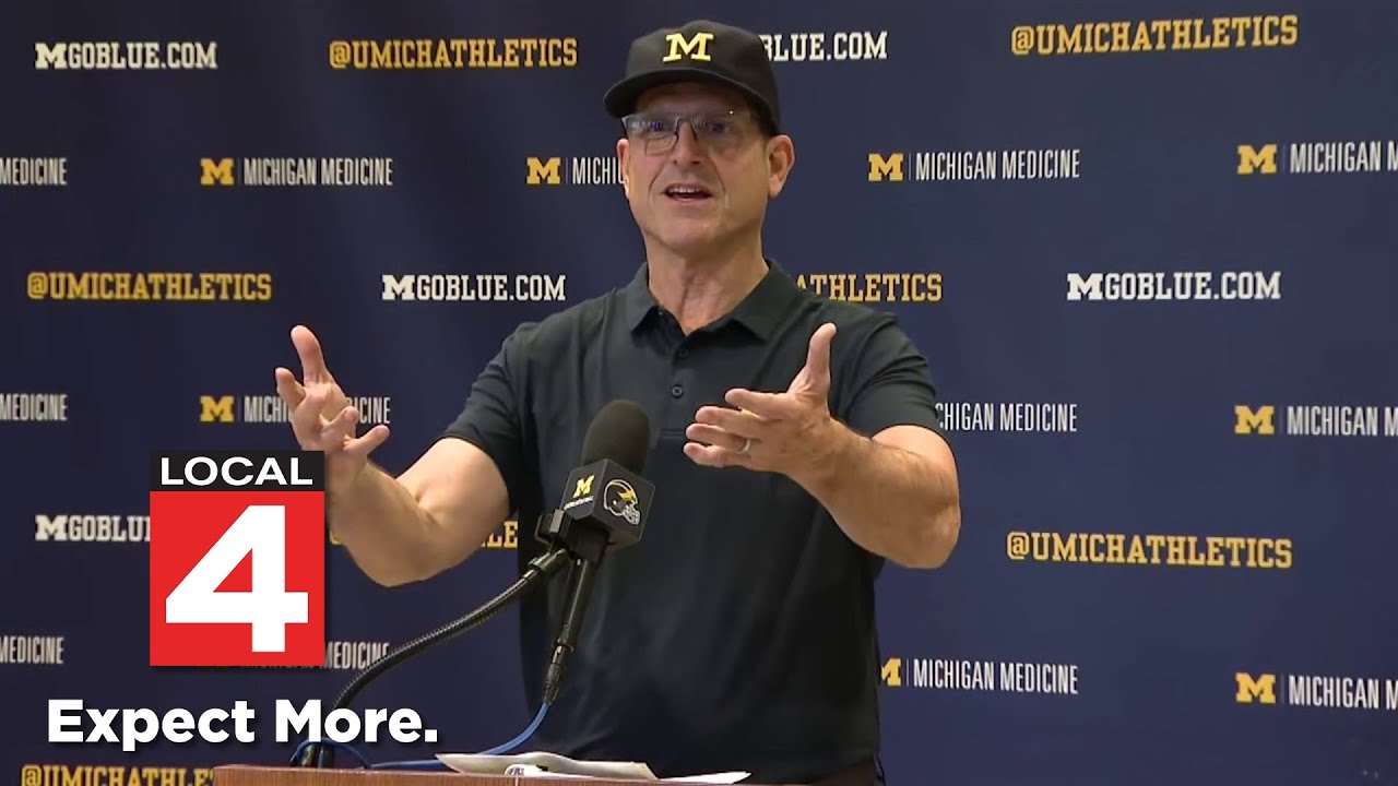 Michigan football coach Jim Harbaugh talks about his chickens
