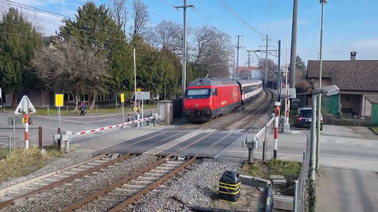 Oberwinterthur trains Hegistrasse level crossing Switzerland 