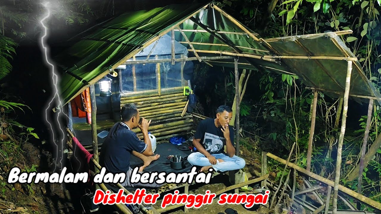 Camping Masak Makan Dan Tidur Di Shelter Pinggir Sungai // ASMR