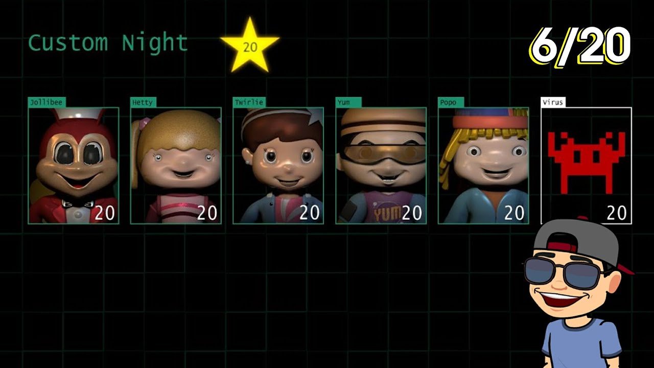 6/20 MAX MODE! | JOLLIBEE'S | CUSTOM NIGHT | CHALLENGES | MODO MÁXIMO 6/20 | FNAF FAN GAME 2019 |