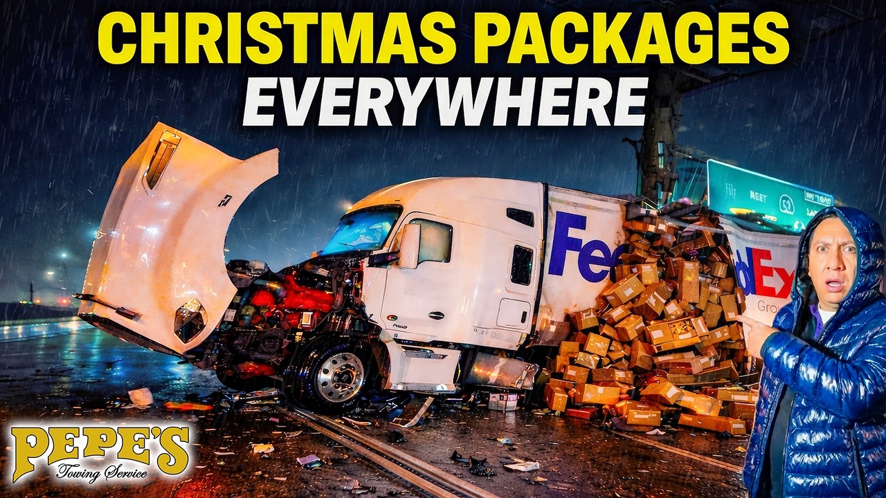 FedEx Semi Wrecked on Christmas Eve | Packages All Over the Freeway