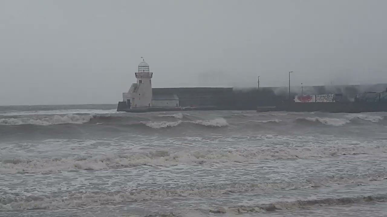 Balbriggan Lighthouse in a Storm 🌊 | Huge Waves and Wild Irish Sea. Ireland Roads views ireland.