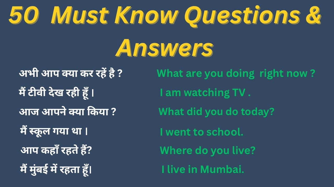 50+ Beginner Friendly Q&A: Everyday English Sentences l English Speaking Practice