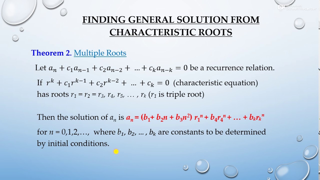 Recurrence Relations - Characteristic Root Method - Homogenous Solution