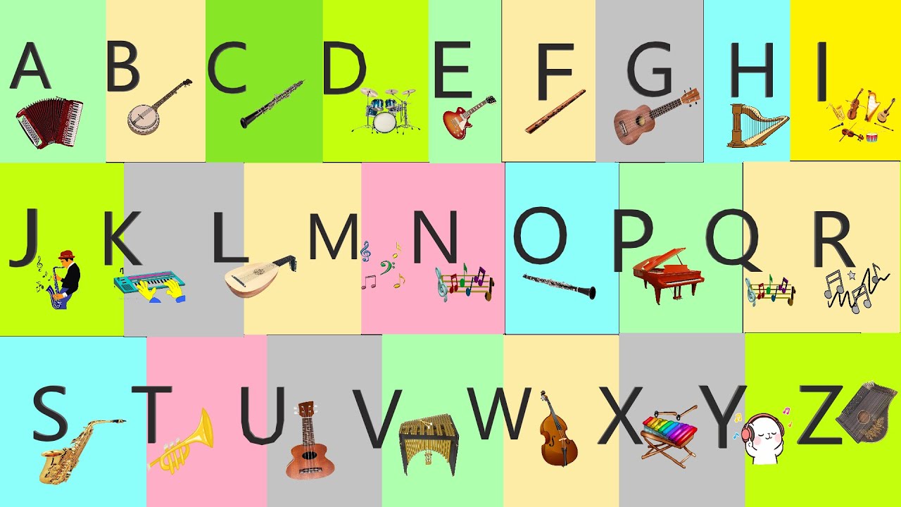 ABC Musical Instruments for kids- Musical melody with ABCD for Kids- A for Accordion B for Banjo