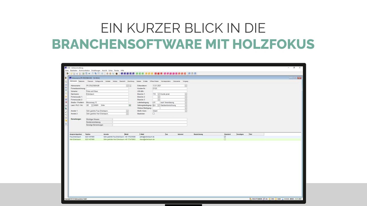Ein Blick in die Branchensoftware mit Holzfokus