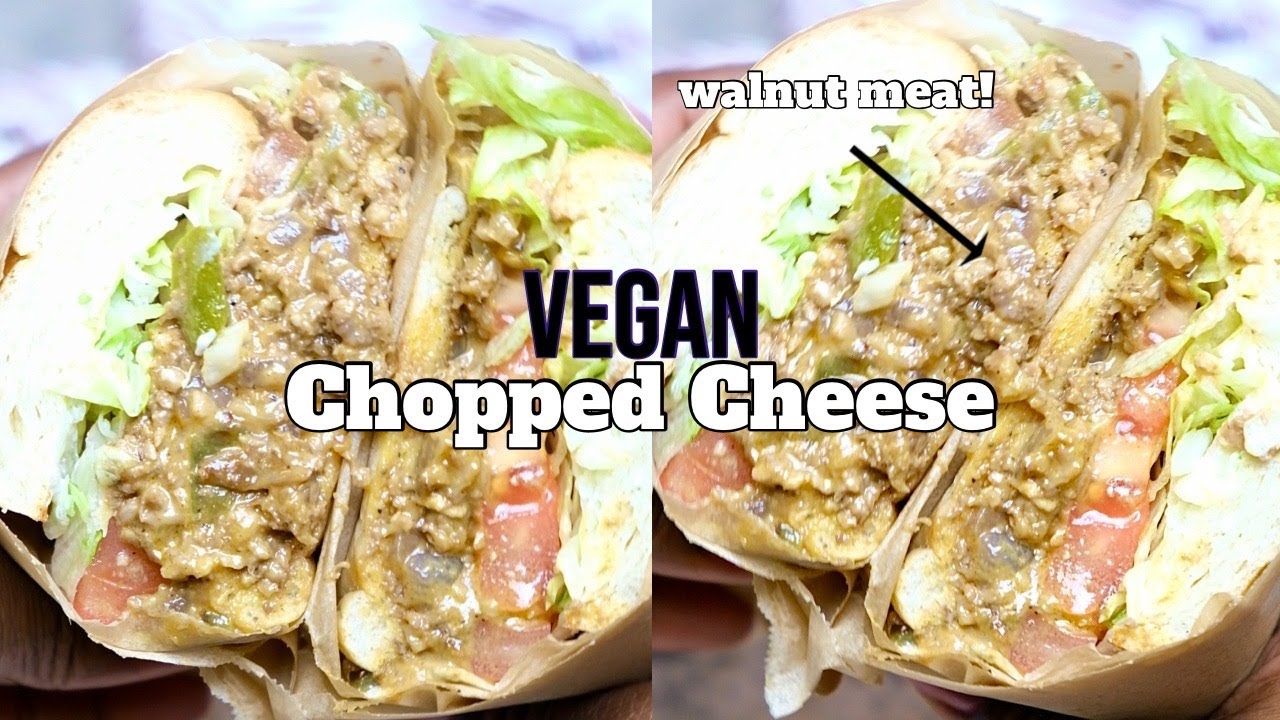 Vegan Chopped Cheese! Walnut Portabello Ground Meat Crumbles | Pretty Brown Vegan