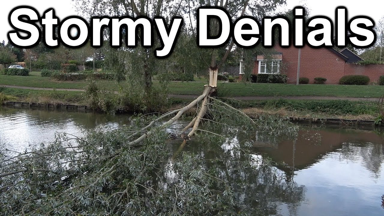 146. Narrowboat cruising out of Milton Keynes halted by a fallen tree after a storm