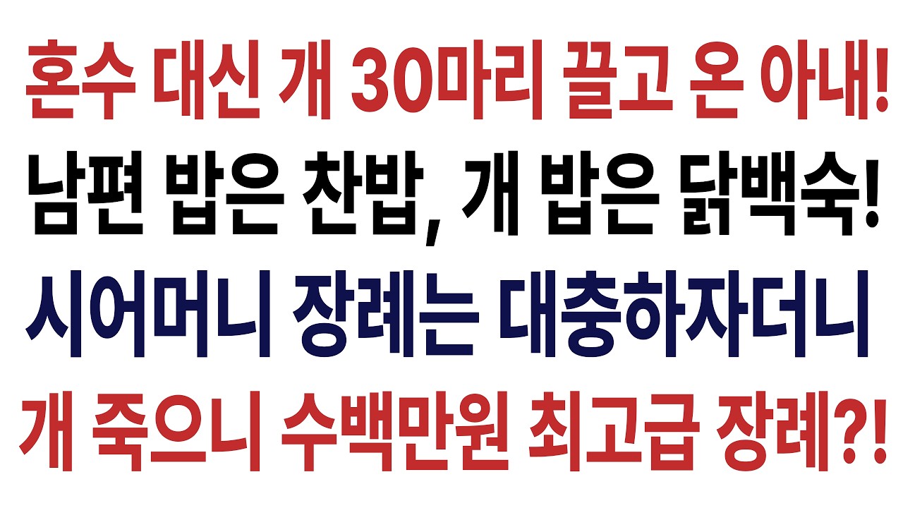 [분노사연]사고 난 남편 병실 안 지키고 개 밥주러 간 아내, 남편 기저귀는 못 갈아도  개 똥기저귀는 갈아주길래 개같은 삶 개처럼 돌려줬습니다!!![사이다사연][속시원한사연]