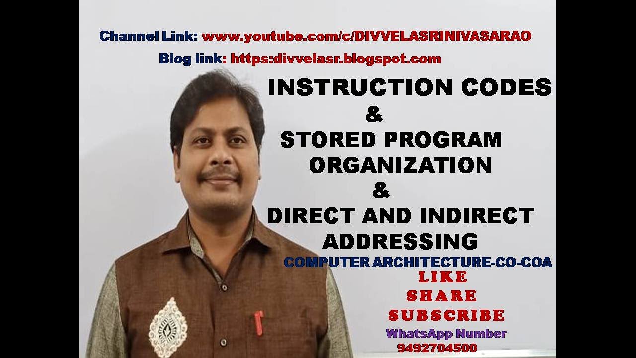 INSTRUCTION CODES || STORED PROGRAM ORGANIZATION || DIRECT AND INDIRECT ADDRESSING || COA || CO | CA