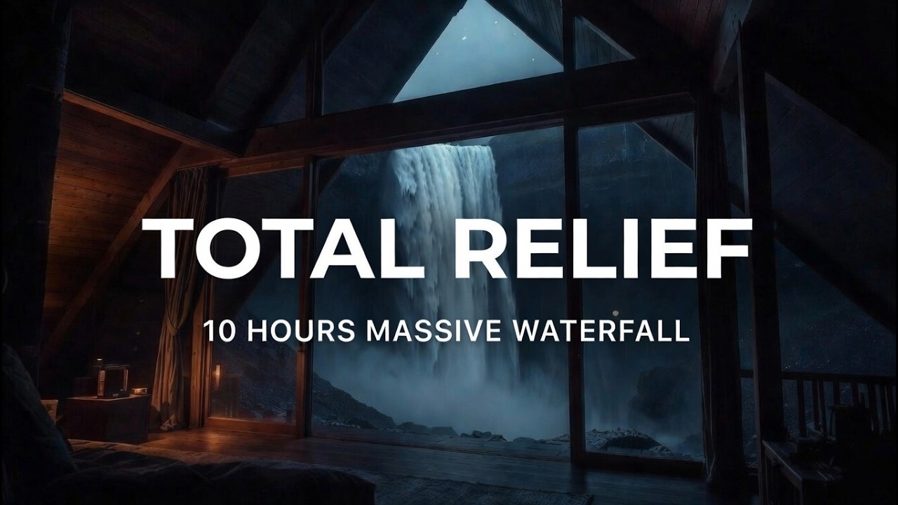 Massive Waterfall Sounds 10 Hours | Organic Brown Noise (Black Screen)