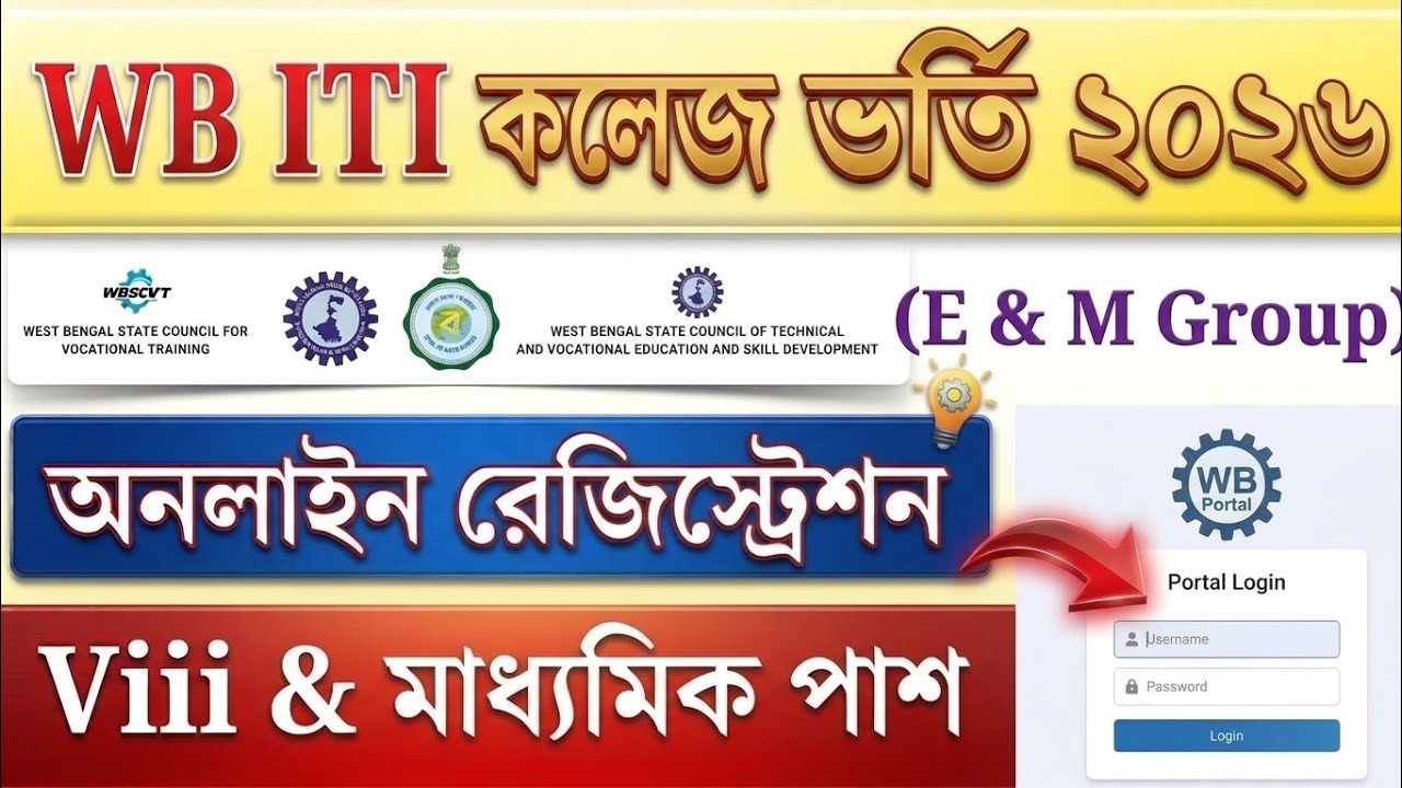 WB ITI Admission 2026 Online Registration কীভাবে করবে? Class 8 & 10 Pass ITI Form Fill Up