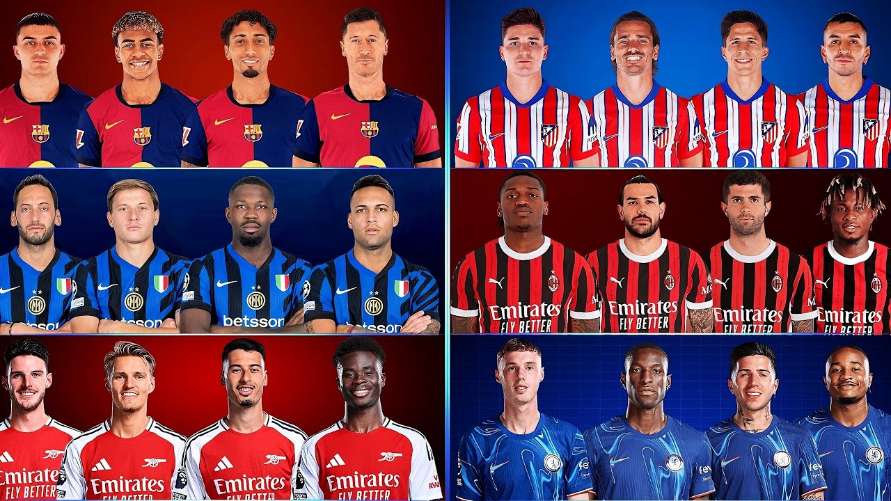2025 Football Comparison - Barcelona vs Atletico Madrid vs Inter Milan vs Milan v Arsenal v Chelsea