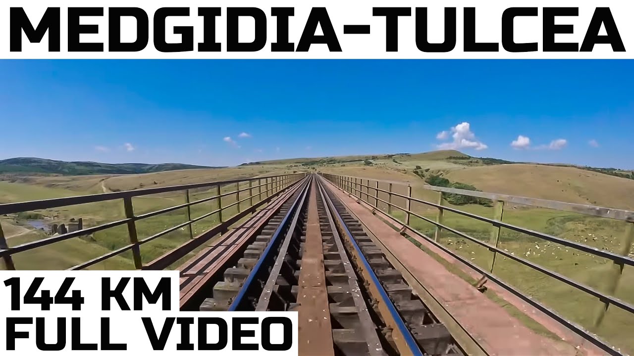 Medgidia-Tulcea,cu trenul pe linia 804-Zugfahrt,full trainride rearview