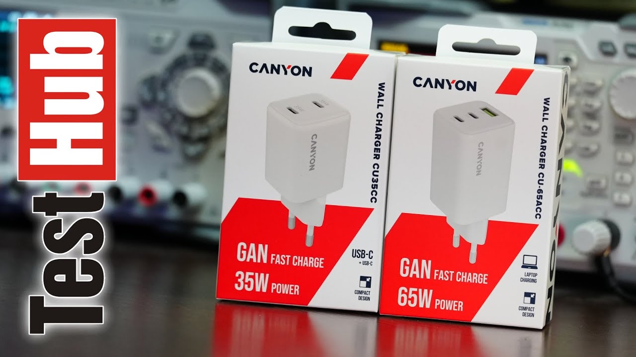 Ładowarka sieciowa Canyon CU65ACC GAN 65W 2xUSB-C 1xUSB-A + Canyon CU35CC GaN 35W 2xUSB-C test