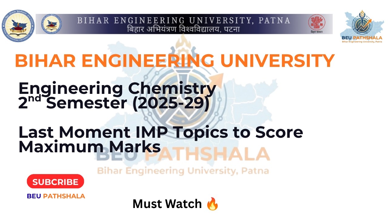 BEU 2nd Semester Engineering Chemistry Last Moment VVI Topics & Important Questions 2026 🔥#beupatna