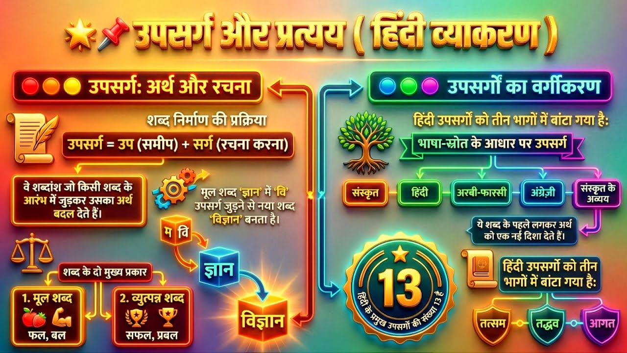 उपसर्ग और प्रत्यय (हिंदी व्याकरण) || Upasarg in Hindi || शब्द निर्माण की प्रक्रिया || HSSC-D🚨🚨