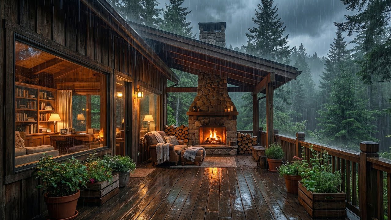 Best Rain in the Forest by the Fire | Sleep Soundly with Rain Sounds