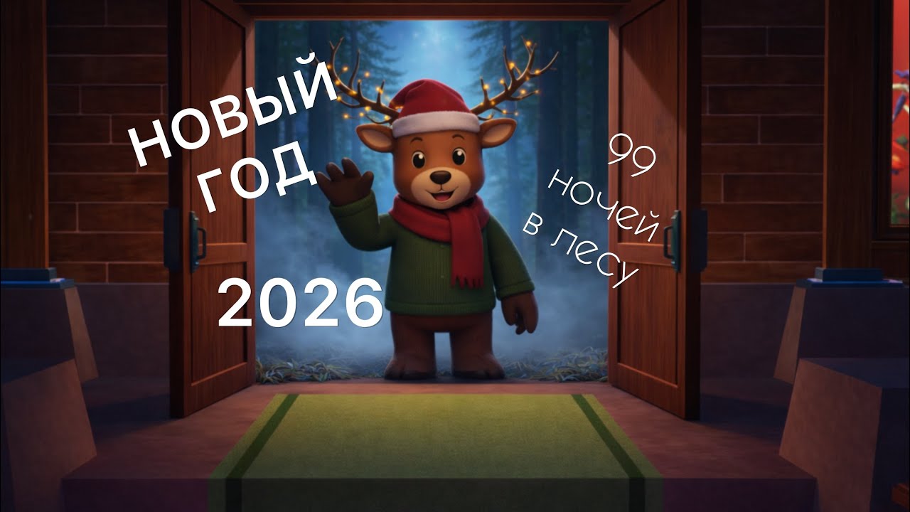 Праздную Новый год в Роблоксе с сантой в 99 ночей в лесу 