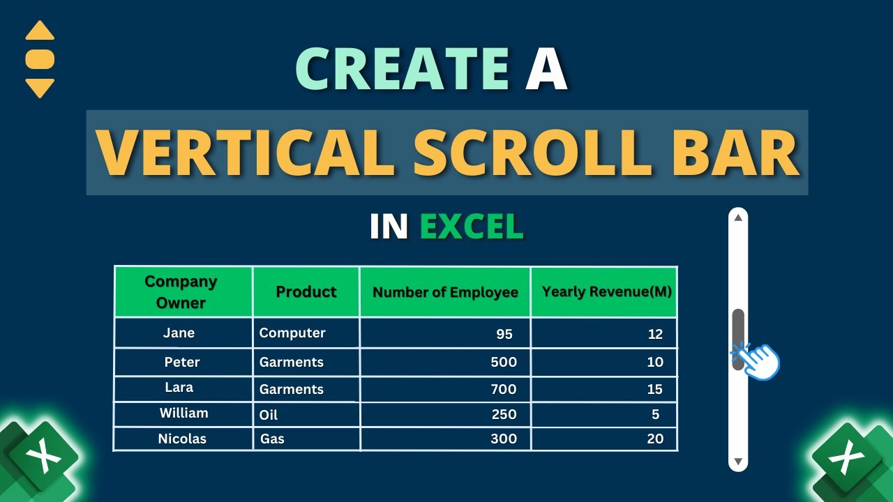 How to Create a Vertical Scroll Bar in Excel