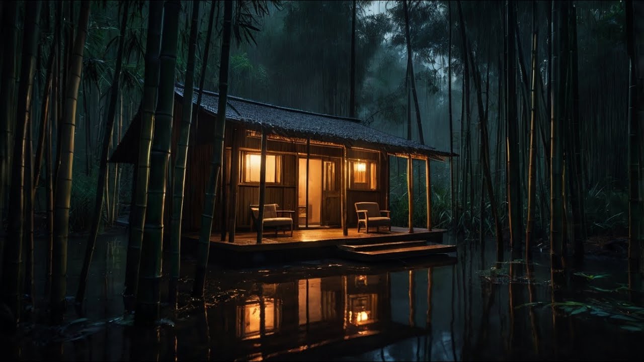 Stop Worrying & Sleeping Instantly with Heavy Rain and Thunder Sounds Covering in Tin Roof at Night.