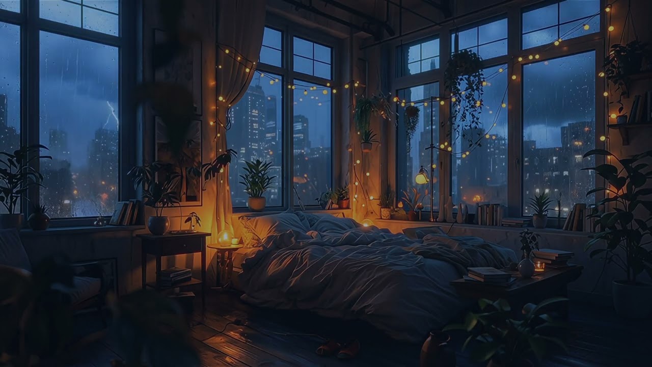 Cozy Rainy Night Bedroom Ambience with Thunder | Casa Nostalgia